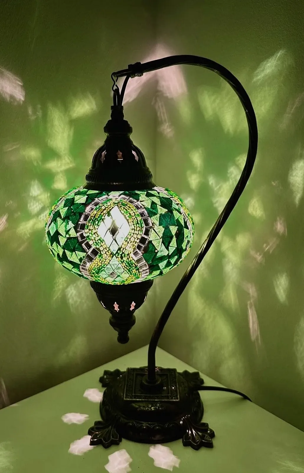 Настільна лампа Samarkand Lights Mosaic ручна робота мозаїчна східна зелена, фото №1