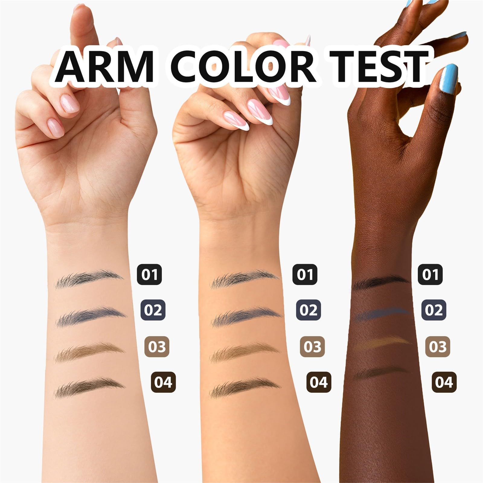 Карандаш для бровей Medium Brown, 4 цвета, натуральный, стойкий и водостойкий, не размазывается, ультратонкий, гель для бровей темно-коричневый, один размер, фото №2