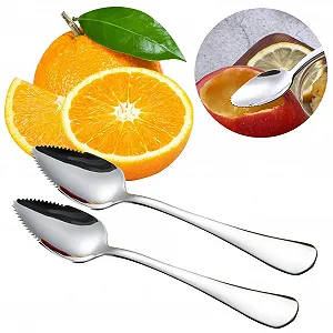 Ложка для грейпфрута, нержавеющая сталь, 2 штуки, ложка для грейпфрута с зубцами, десертная ложка, полированная нержавеющая сталь synthetic.ua - Фото 1