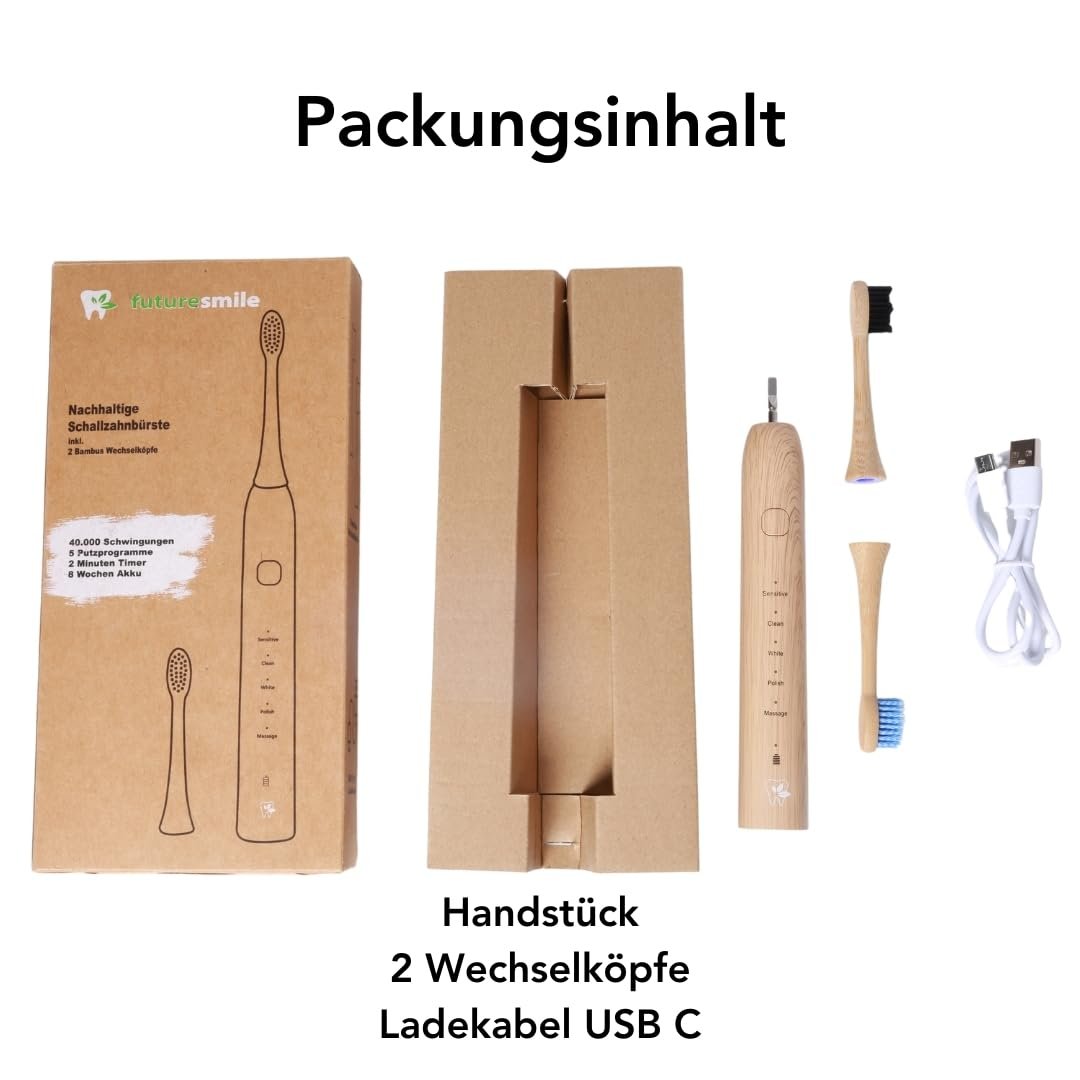 Електрична звукова зубна щітка LULA з бамбука USB-C, фото №7