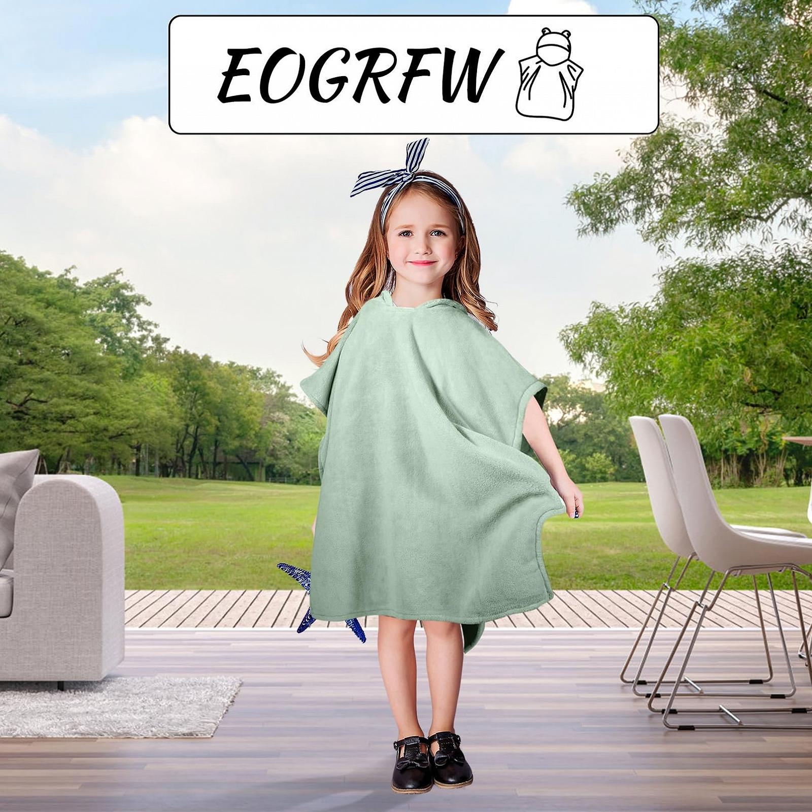 Пончо для ванны EOGRFW Детское с капюшоном для детей 3-6 лет мятно-зеленого цвета, фото №6