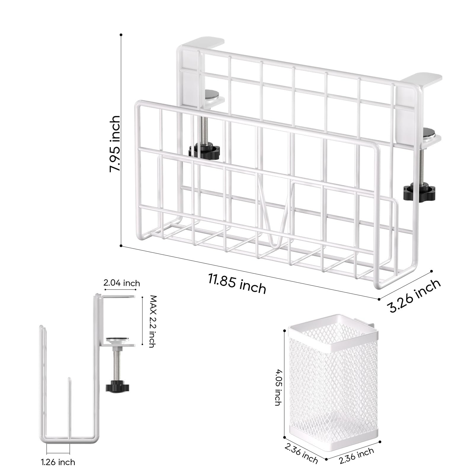 Вертикальна підставка для ноутбука з тримачем для ручок THYGIFTREE Desk Side Storage, Біла, фото №7