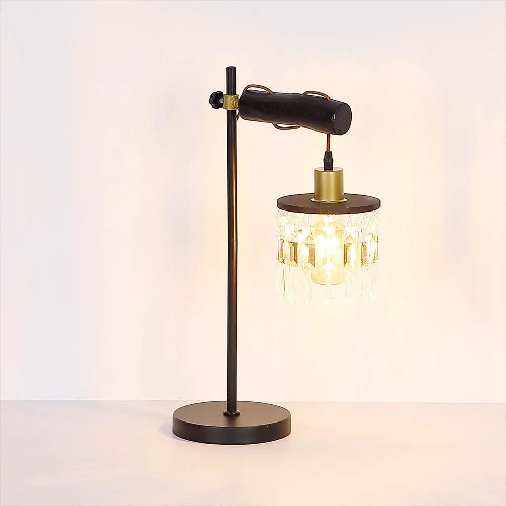 Настольная лампа LED 4W 320lm warmweiß Wood Glass Crystals Black, фото №7