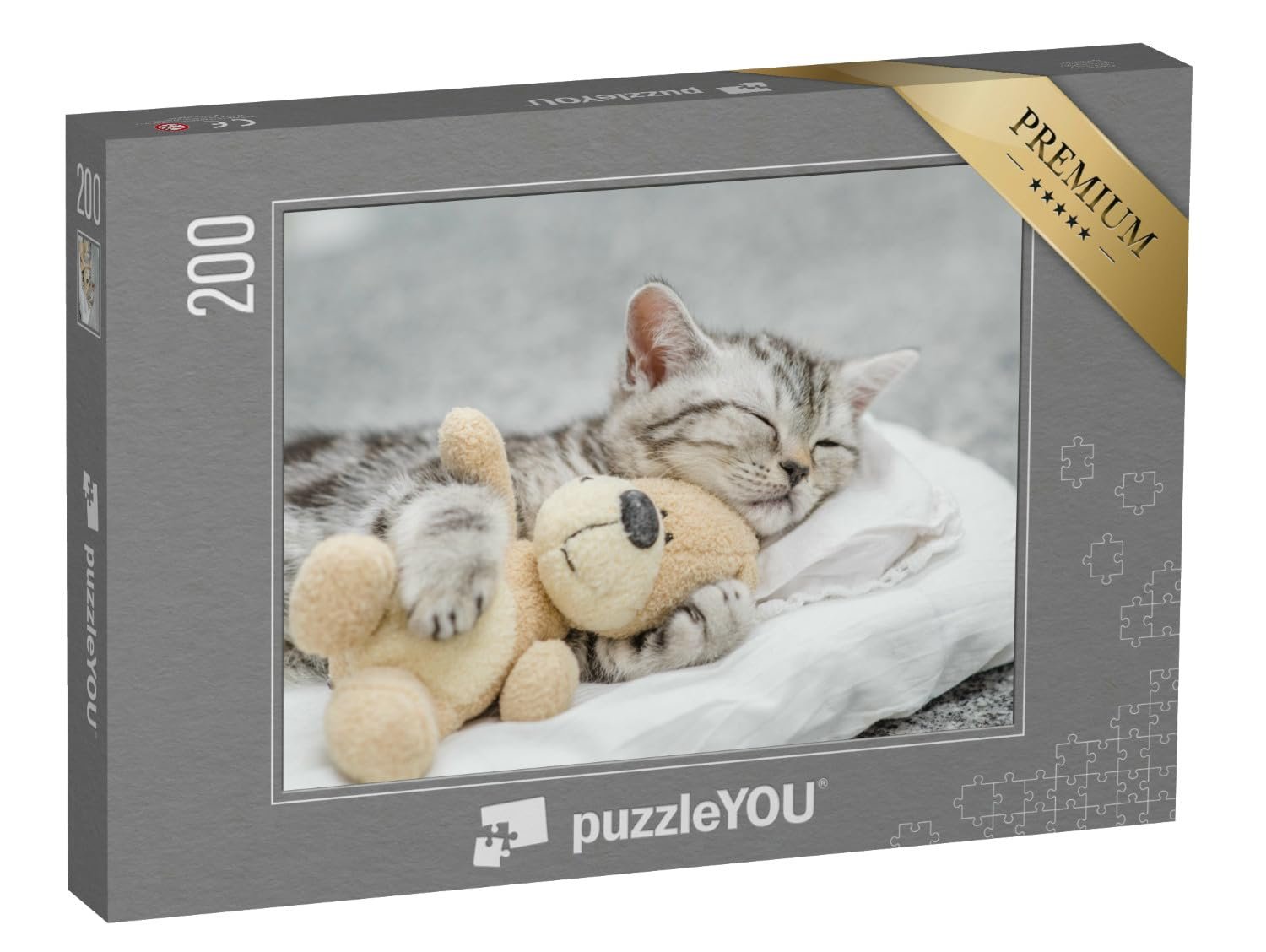 Пазл puzzleYOU Animal America Cat Puzzles Милый котенок Смайли с мишкой 200 элементов, фото №1