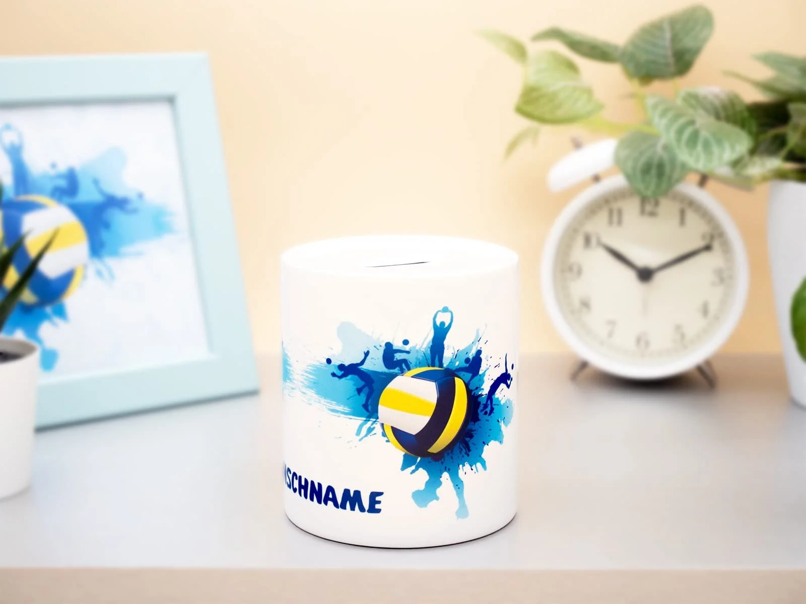Копилка Волейбол персонализированная керамическая белая 300 г, фото №2