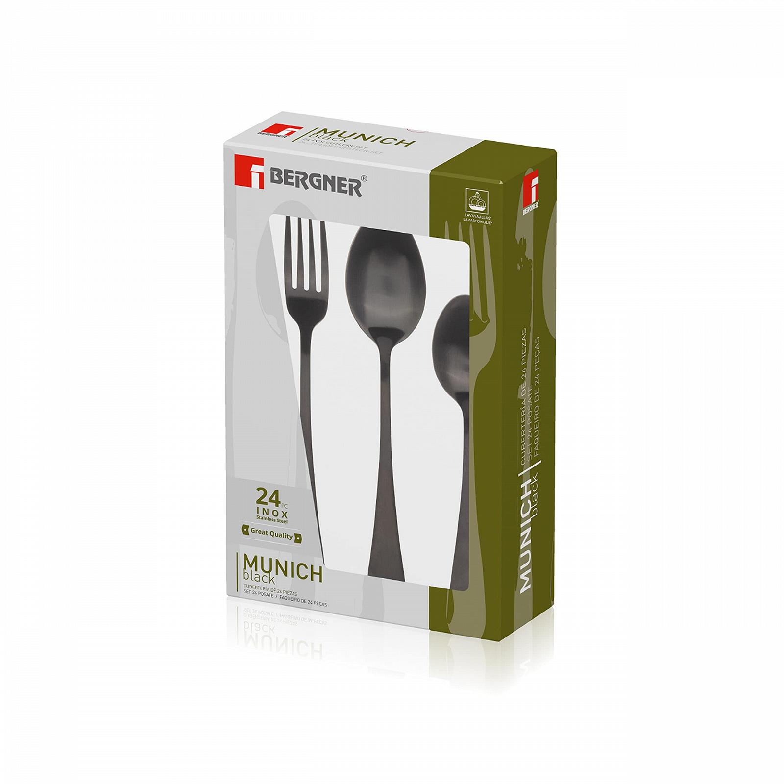 Набор столовых приборов BERGNER Munich 24 предмета Нержавеющая сталь 18/10 Черный матовый, фото №8 Набор столовых приборов BERGNER Munich 24 предмета Нержавеющая сталь 18/10 Черный матовый, фото №8
