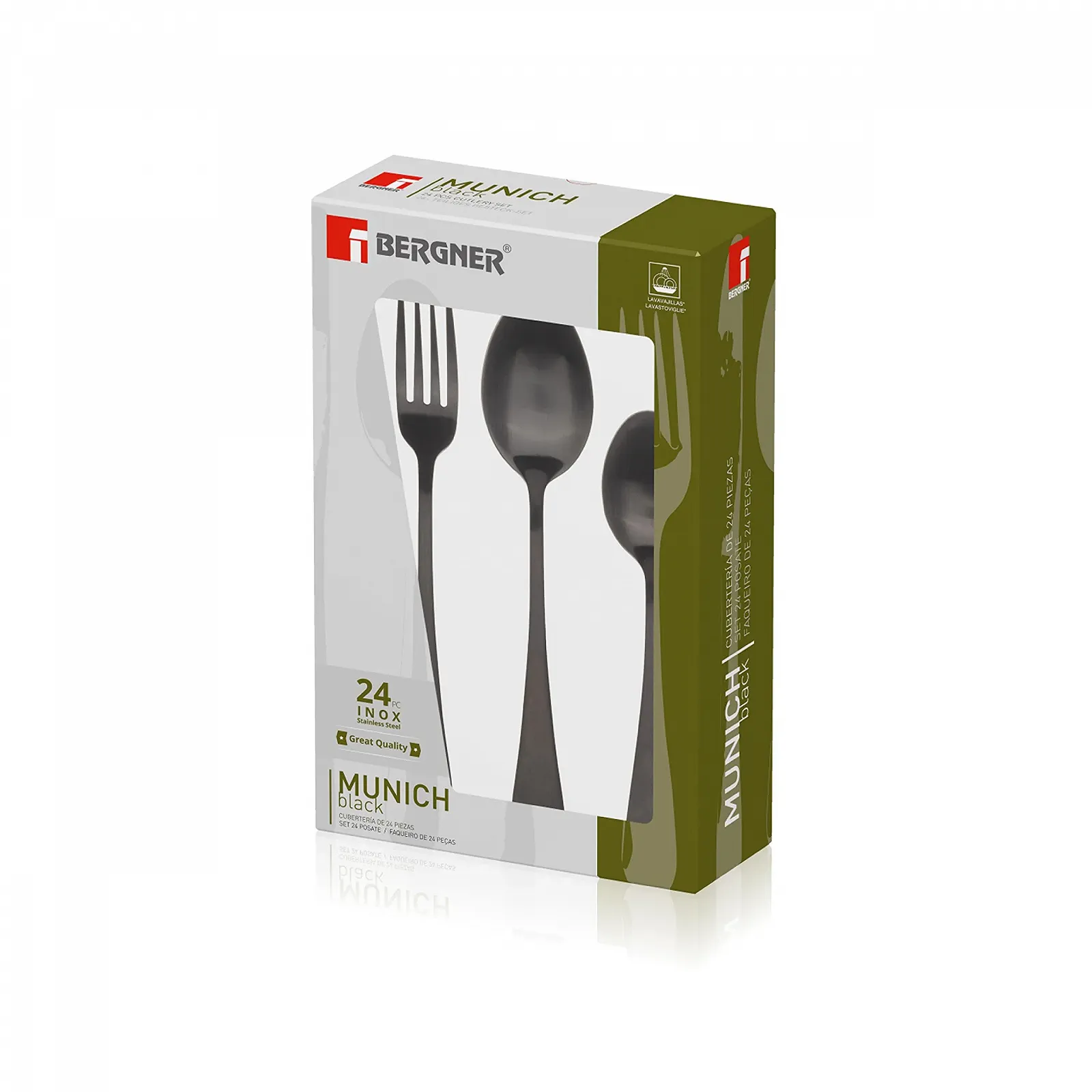 Набір столових приборів BERGNER Munich 24 предмети Нержавіюча сталь 18/10 Чорний матовий, фото №8 Набір столових приборів BERGNER Munich 24 предмети Нержавіюча сталь 18/10 Чорний матовий, фото №8