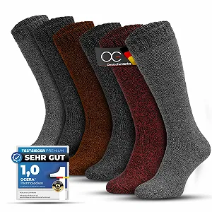 Термоноски женские до колена OCERA, 6 пар, с полной махровой тканью и мягким поясом, цветной микс - Фото 1