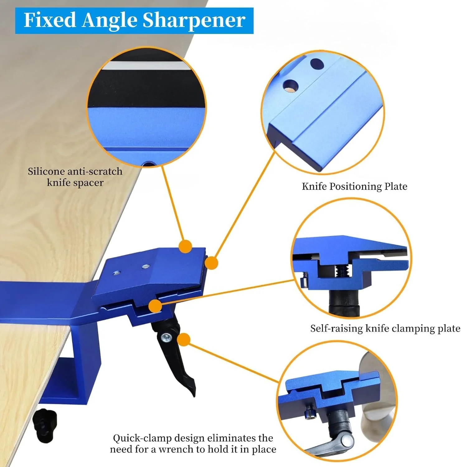 Точилка для ножів професійна з нержавіючої сталі з 6 алмазними каменями 120/320/600/800/1500/3000, фото №3