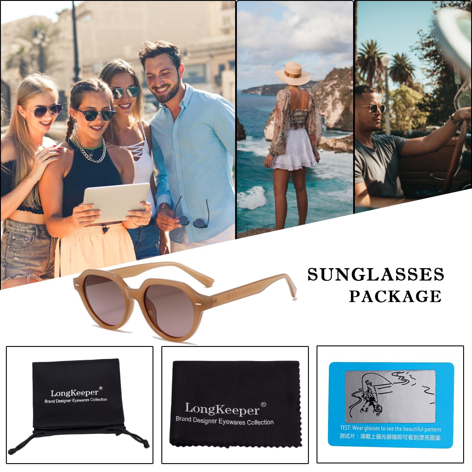 Круглі сонцезахисні окуляри Retro Long Keeper для жінок і чоловіків, класичні поляризовані, фото №6