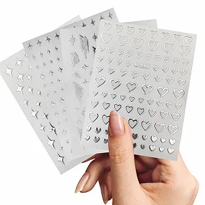 Наклейки для нігтів 3D Metallic Silver Mirror 7 аркушів Сріблястий металік synthetic.ua - Фото 1