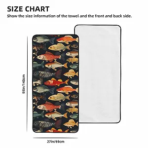 Рушник банний Colorful Fish Print Мікрофібра Швидкосохнучий Кольорові рибки 27 x 55 дюймів. synthetic.ua - Фото 1