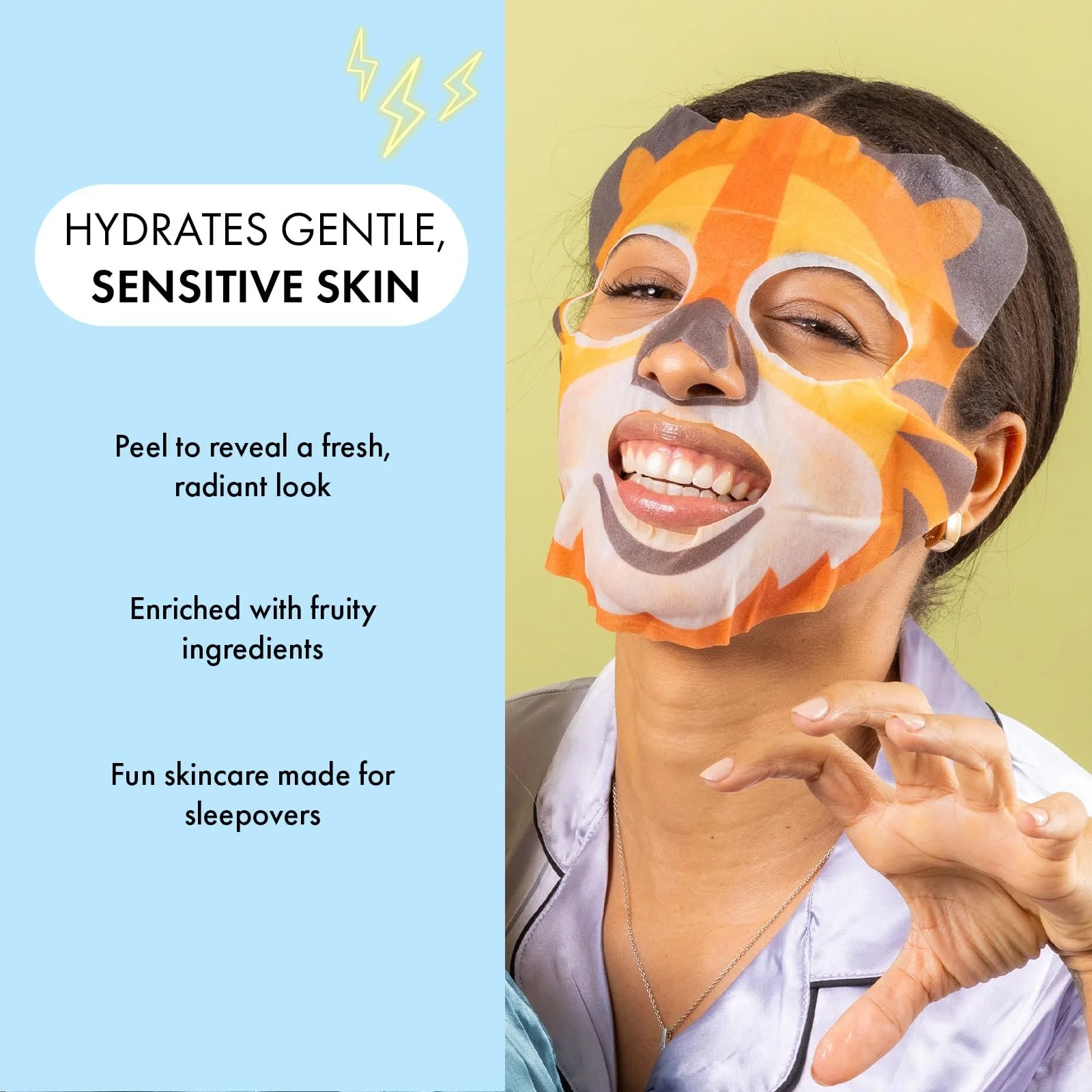 Тканинні маски для обличчя Набір з тваринами з тиграми, кошенятами та пандами 3 штук (1 паковання), фото №4