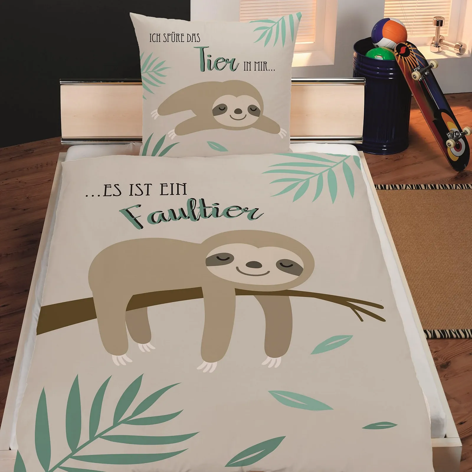 Комплект постельного белья Детский Familando Sloth 135 x 200 см + наволочка 80 x 80 см Professional Chiller Хлопок с молнией, фото №2