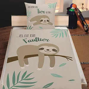 Комплект постельного белья Детский Familando Sloth 135 x 200 см + наволочка 80 x 80 см Professional Chiller Хлопок с молнией synthetic.ua - Фото 1