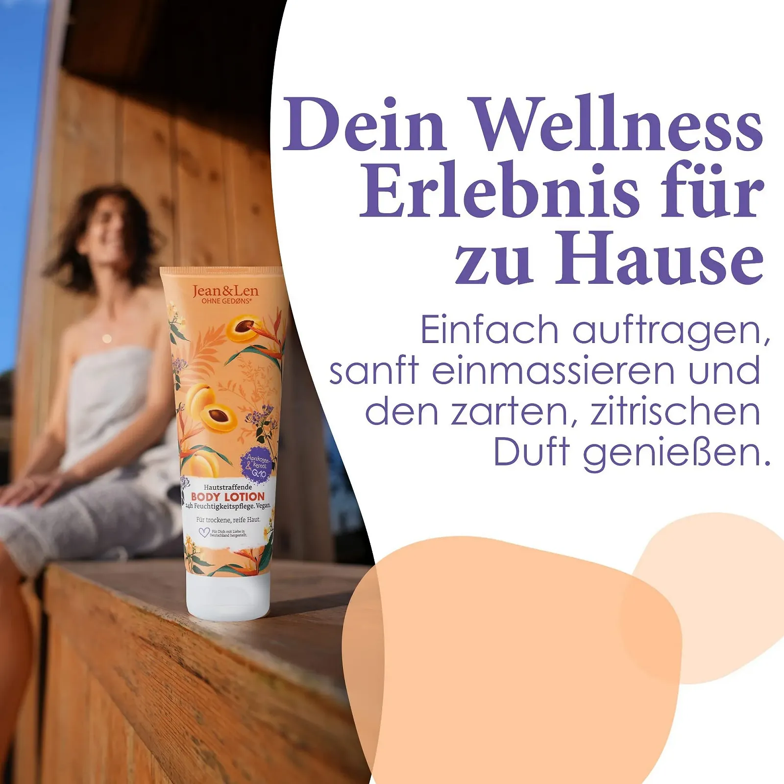 Лосьйон для тіла Jean & Len Apricot Kernel Oil & Q10 для сухої та зрілої шкіри, 250 мл, фото №5 Лосьйон для тіла Jean & Len Apricot Kernel Oil & Q10 для сухої та зрілої шкіри, 250 мл, фото №5