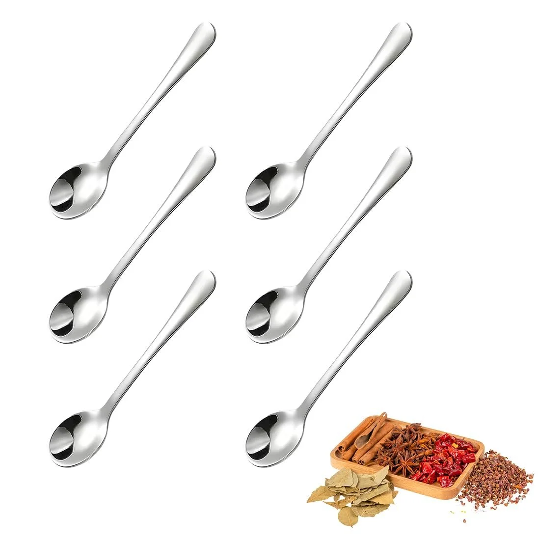 Ложка нержавіюча сталь, набір 6 штук, маленька для спецій (9 см) Чорний, фото №1 Ложка нержавіюча сталь, набір 6 штук, маленька для спецій (9 см) Чорний, фото №1