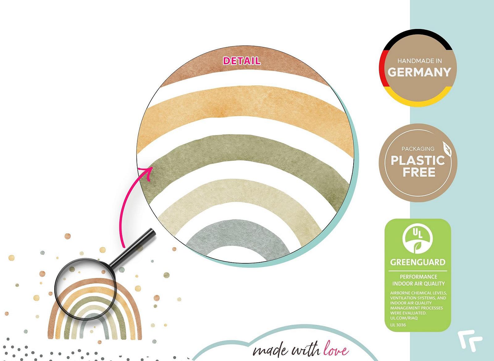 Наклейка на стену Little Deco DL5004 XL Радуга с точками Зеленый Желтый Синий, фото №5