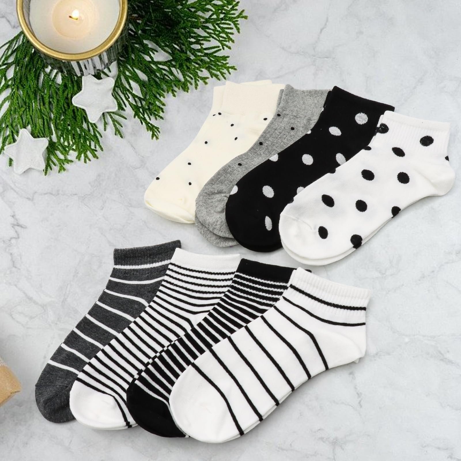 Носки Спортивные Женские Хлопковые Черный Белый Серый Полоски, Горошек 35-40, фото №2