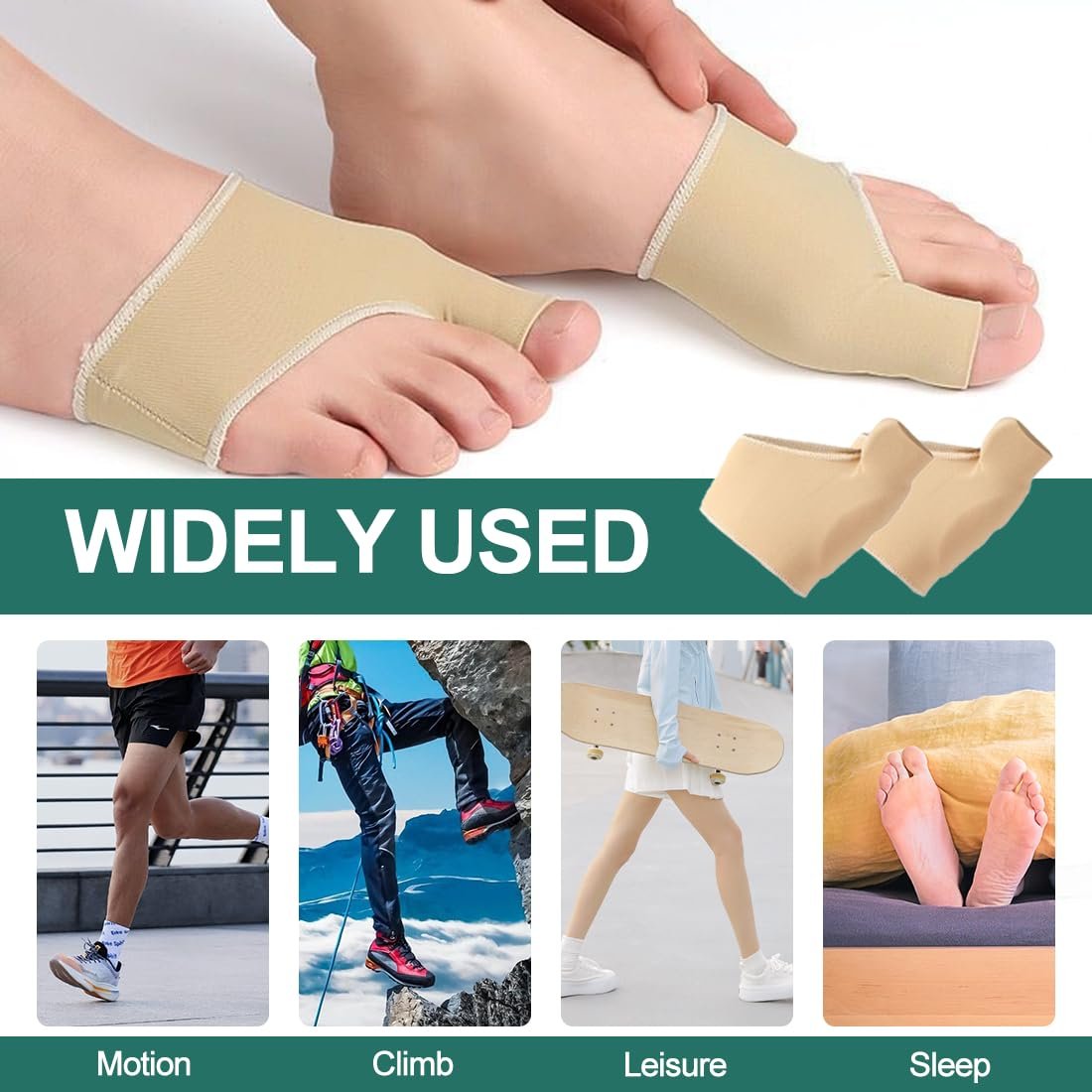 Шкарпетки для корекції великого пальця стопи Hallux Valgus, 2 пари, з силіконовими подушечками, роздільник для пальців, великий палець стопи, фото №6