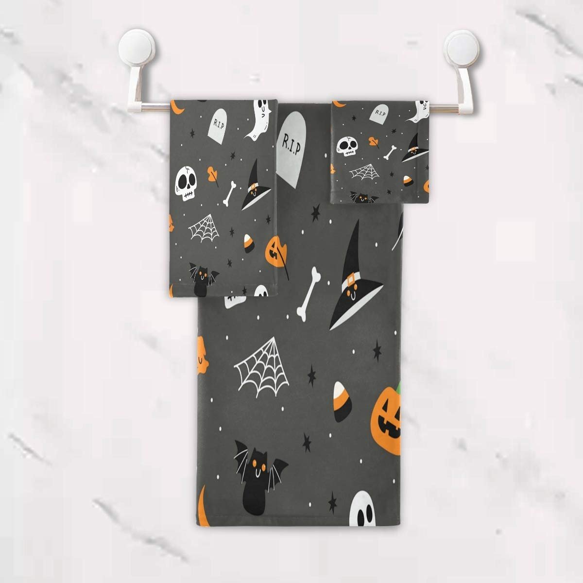 Набір рушників BEUSS Halloween Skull Ghost 100% бавовна 3 предмети Сірий, фото №5
