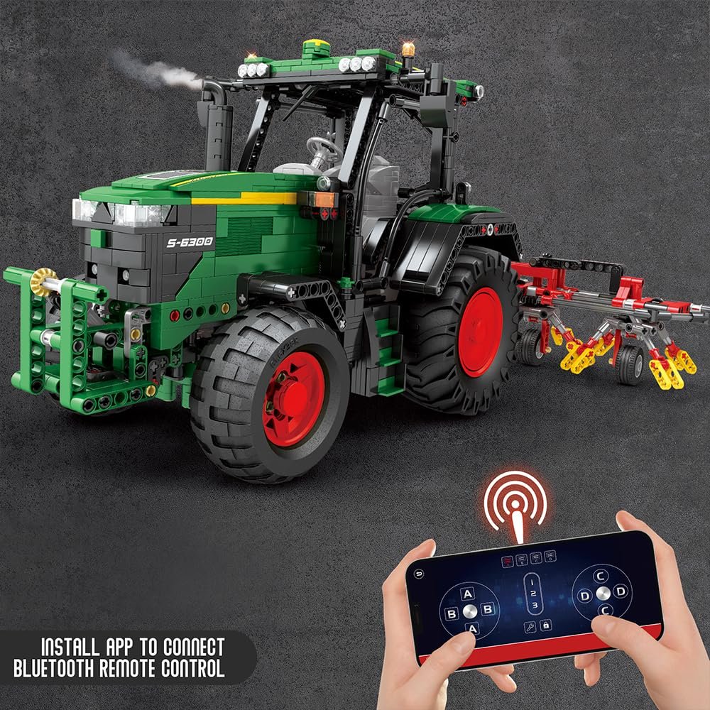 Блоки Reobrix 22015 Technik Agricultural Tractor 6130R для модели классического фермерского трактора, 1828 части, фото №4