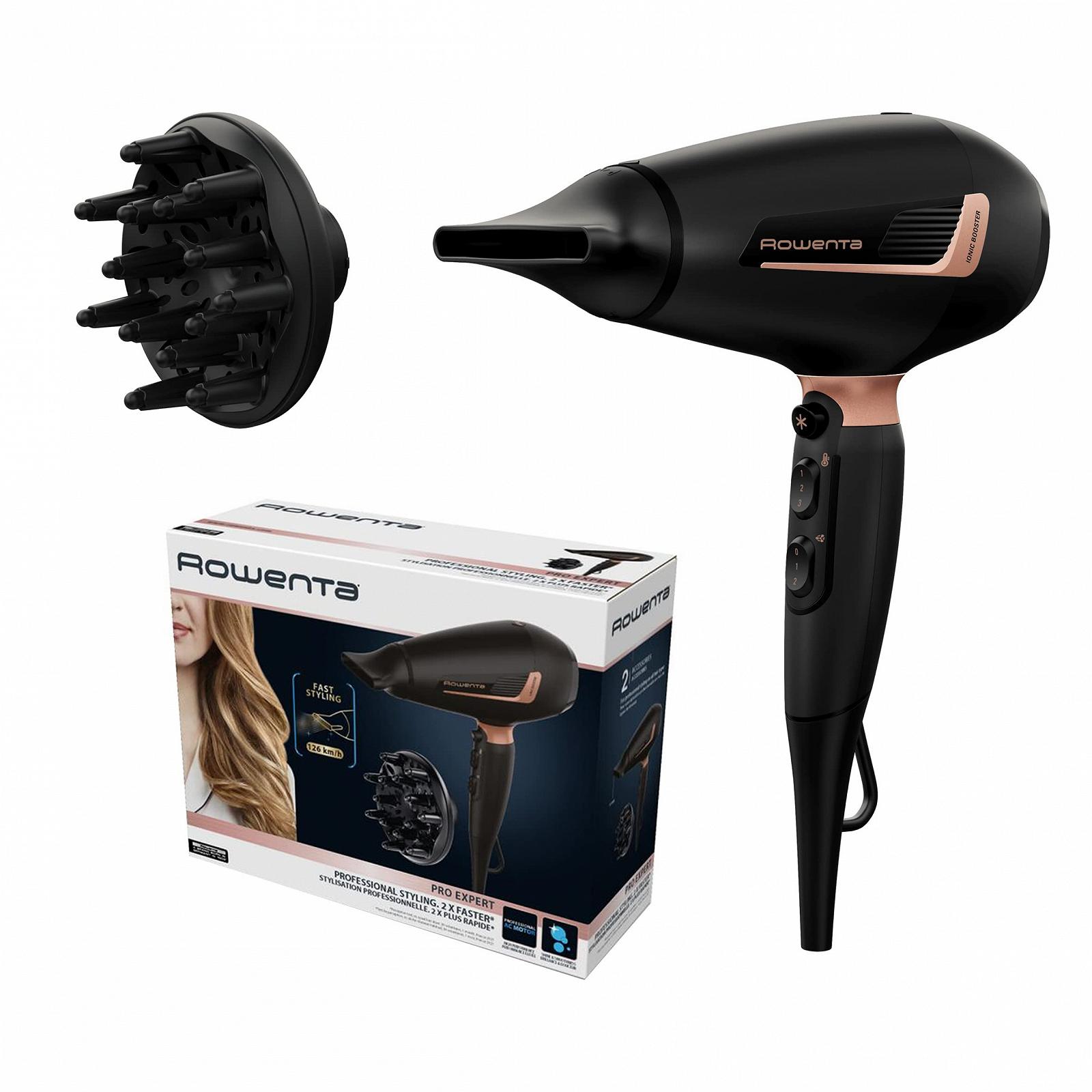 Фен Rowenta Pro Expert Cv8830 2200 Вт, генератор ионов, аксессуары для укладки, индивидуальные настройки, эргономичный, черный, фото №1