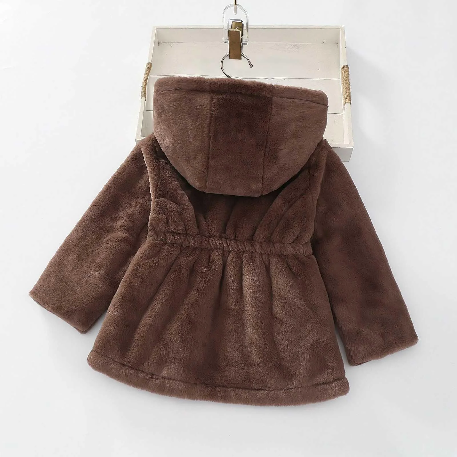 Зимове пальто для дівчат з флісовою підкладкою, вітрозахисна, фото №4