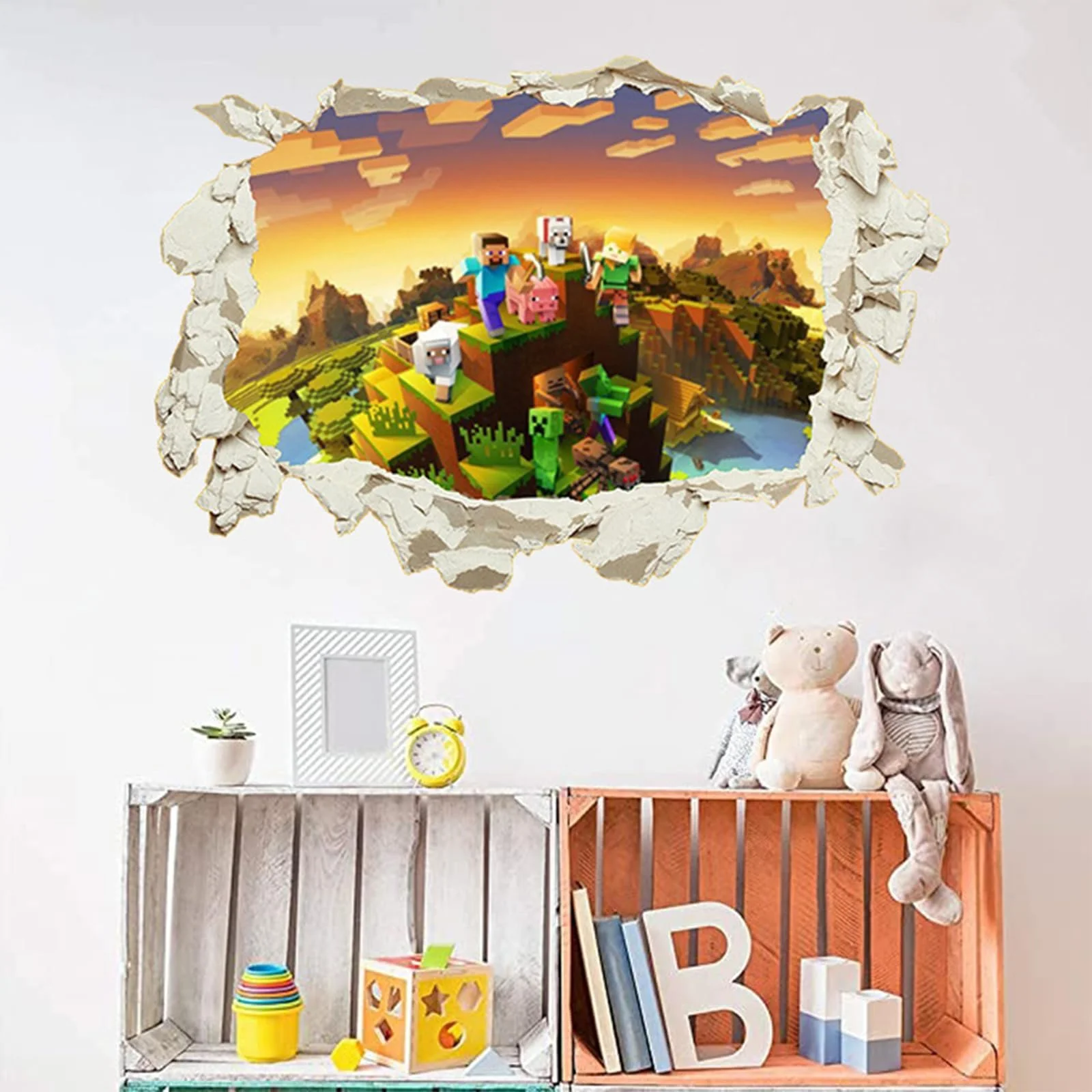 Наклейки на стіну 3D Games для вітальні та ігрової зони мультяшні знімні 40 x 60 см, фото №4