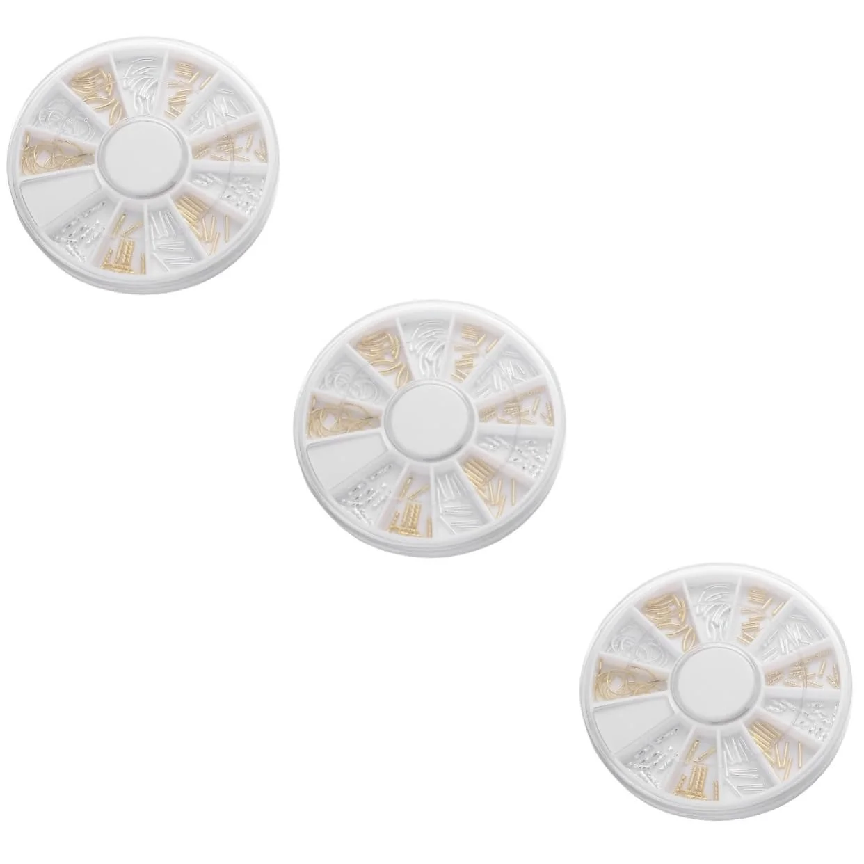 Украшения для ногтей Mikinona, 3 шт., 12 ячеек, золотистые, фото №1