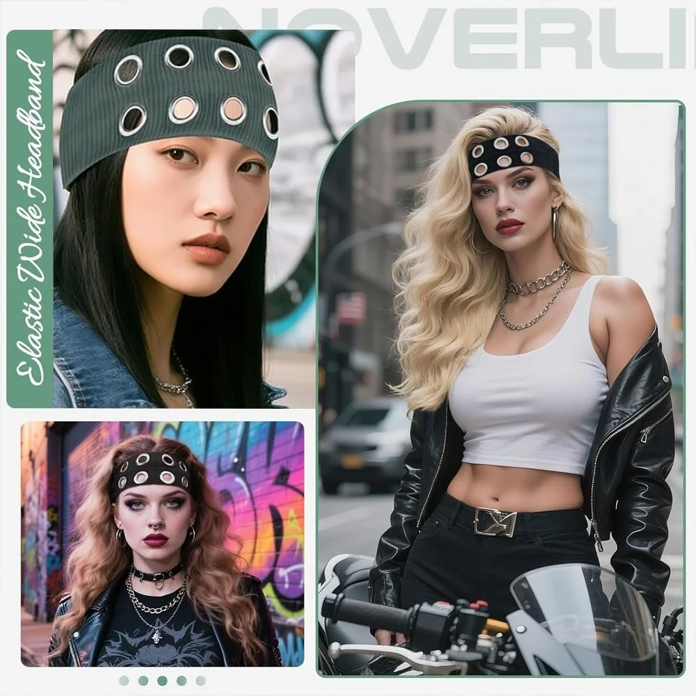 Набір з 2 еластичних пов'язок на голову з порожнистими люверсами, фото №8