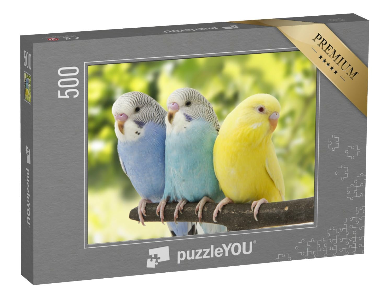 Пазл puzzleYOU Birds Budgies Три волнистых попугайчика на ветке 500 элементов, фото №1