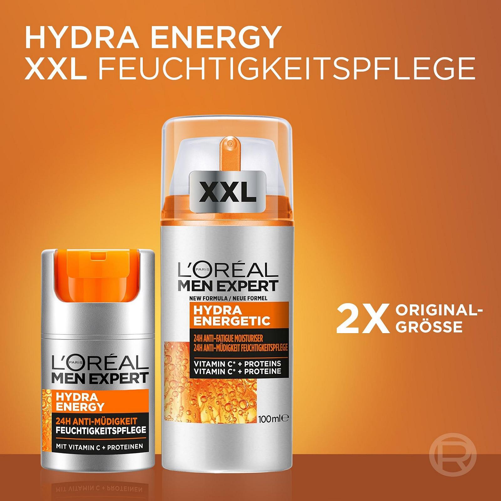 Зволожуючий крем для обличчя L'Oréal Men Expert Hydra Energy Anti-Fatigue XXL з гуараною та вітаміном C 100 мл, фото №10 Зволожуючий крем для обличчя L'Oréal Men Expert Hydra Energy Anti-Fatigue XXL з гуараною та вітаміном C 100 мл, фото №10