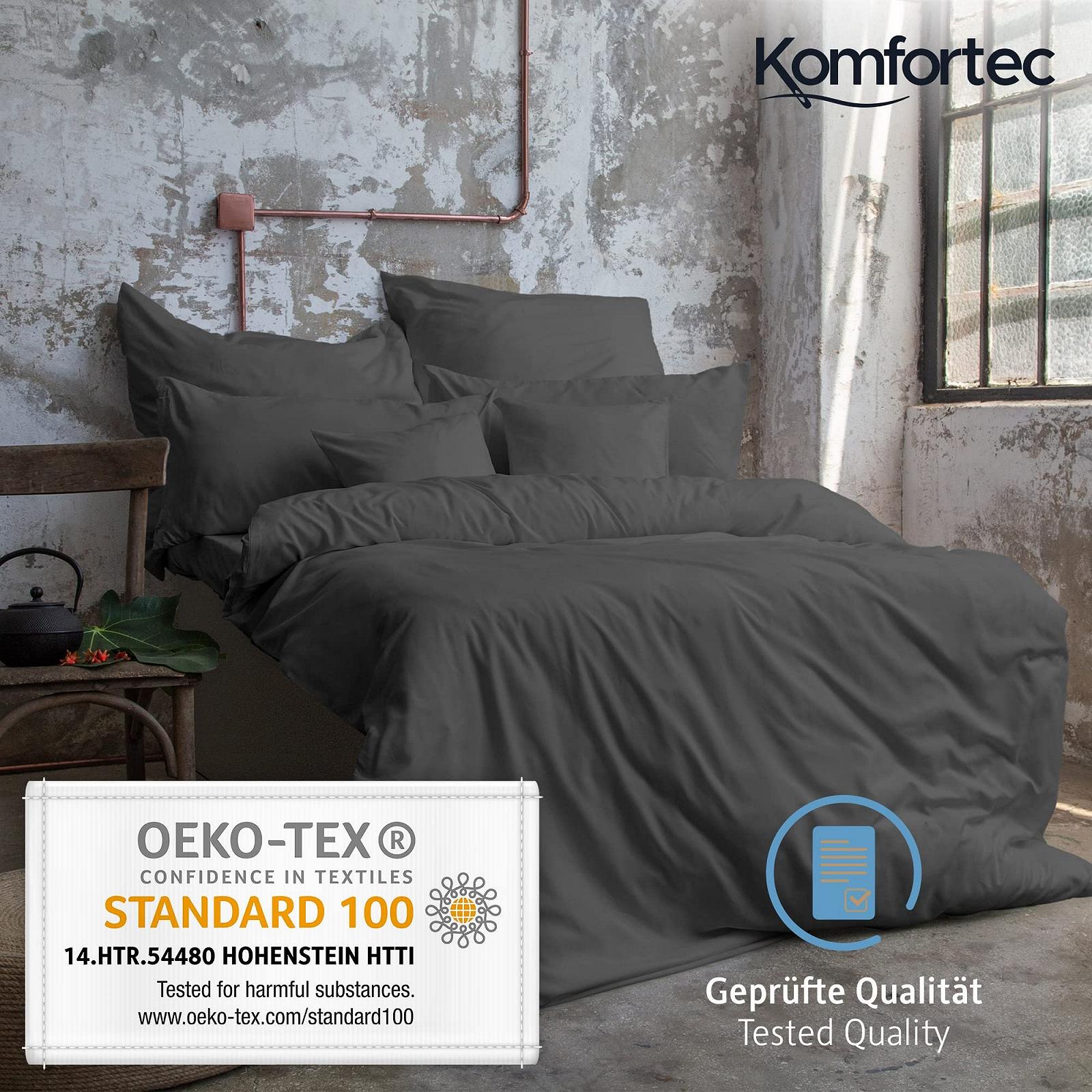 Постільна білизна Komfortec Premium 135 x 200 см з 1 наволочкою 40 x 80 см, матова мікрофібра, антрацит, фото №6