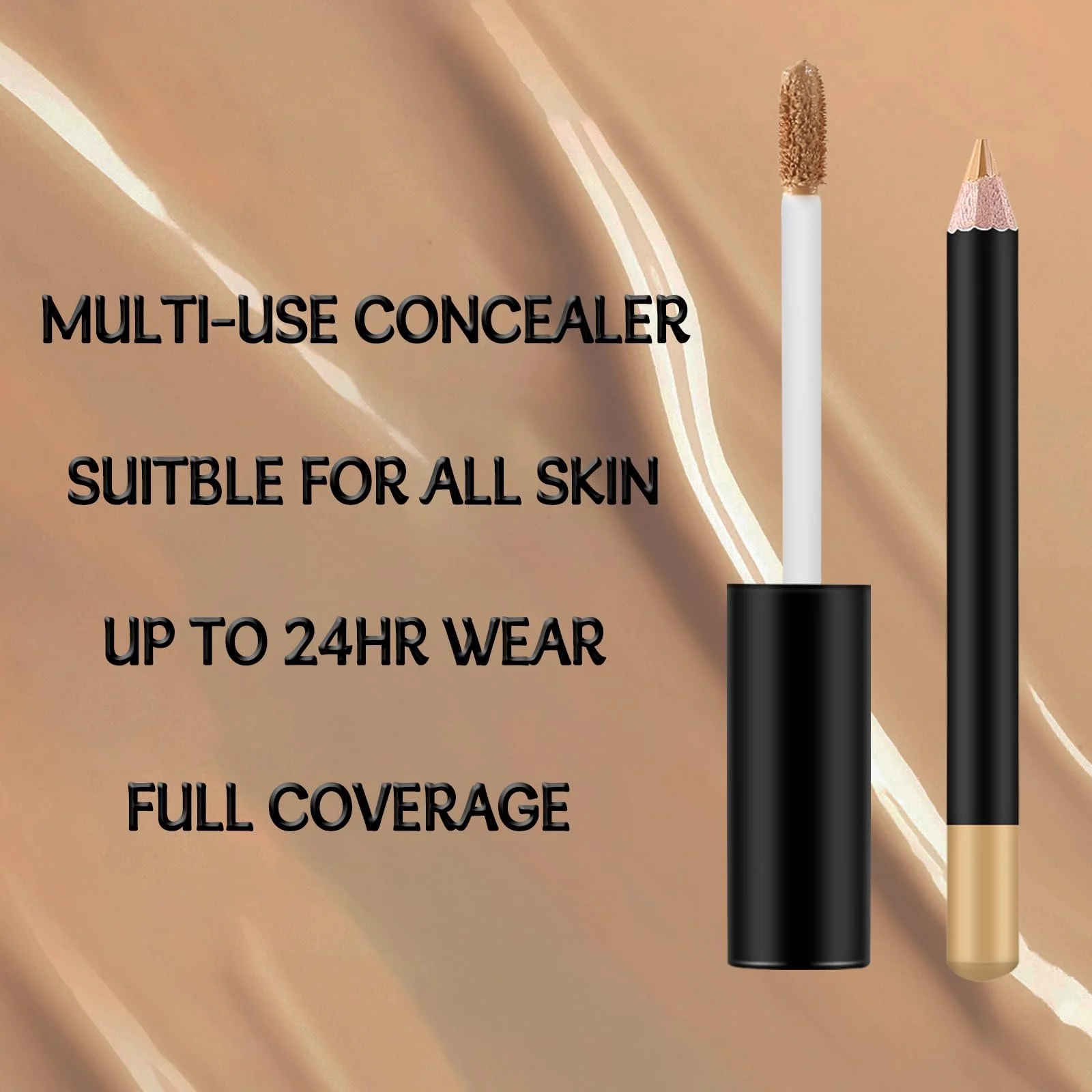 Консилер-олівець і рідкий консилер 2-в-1 Apooliy Повний обхват з пензлем і точилкою Водонепроникний, фото №3