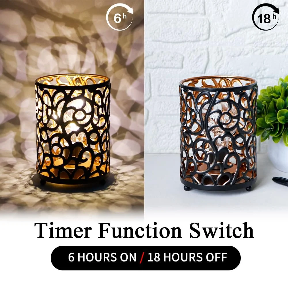 Настільна лампа JHY DESIGN Vintage 16 см Таймер 6 годин Металева Чорна (2 шт), фото №3