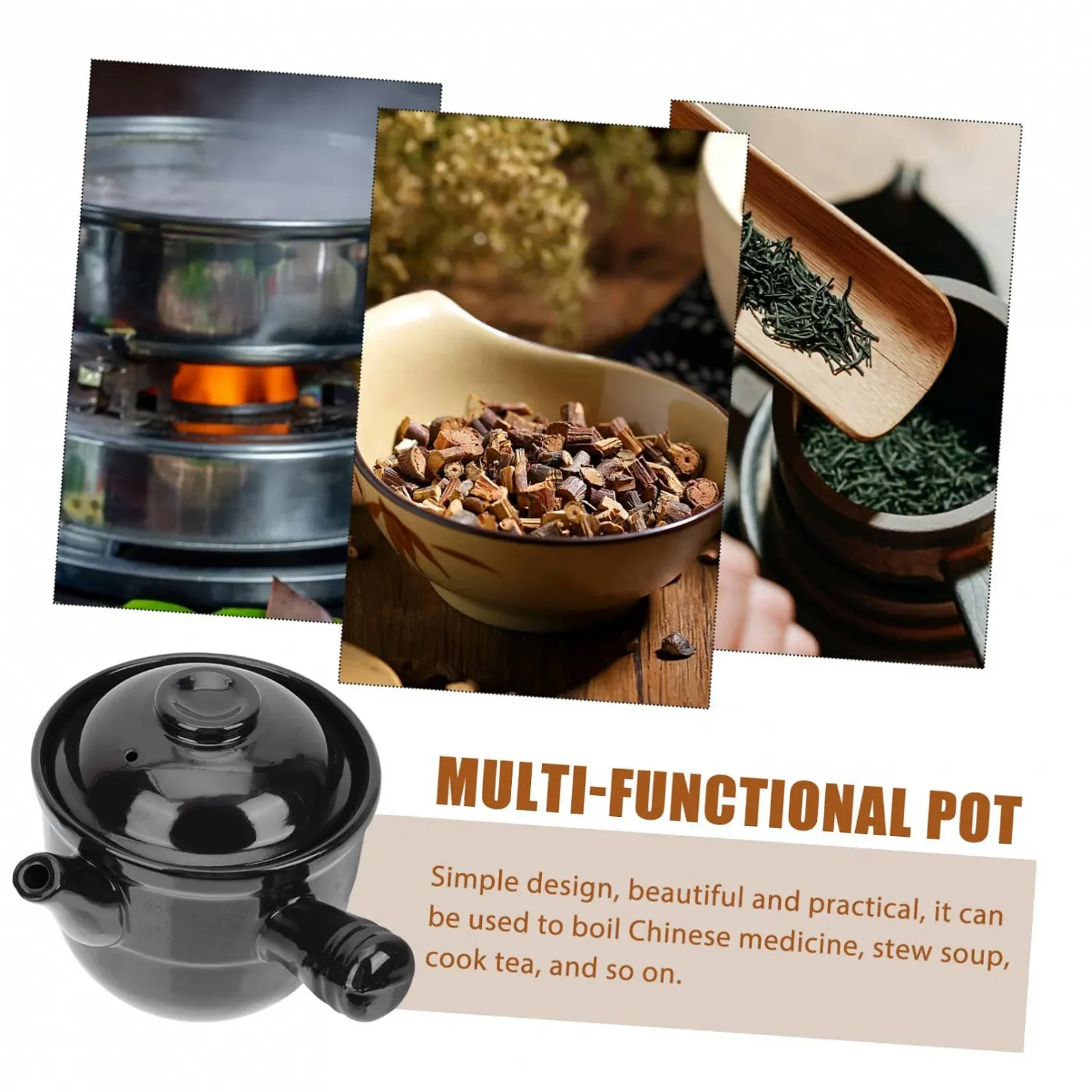 Кастрюля керамическая для заваривания лечебных трав традиционная китайская для газовых и электрических плит мультифункциональная, фото №8