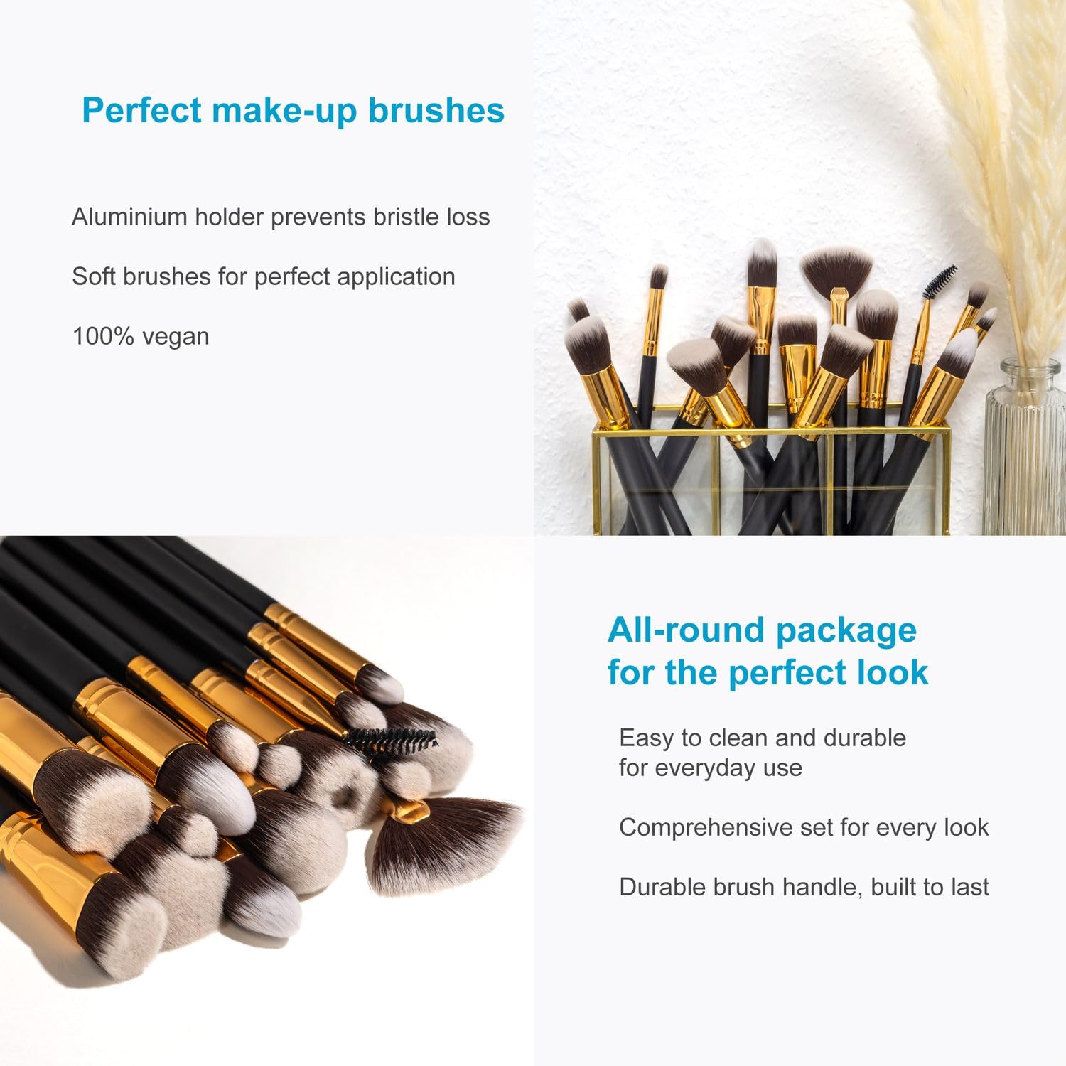 Набір Intirilife Пензлі для макіяжу 16 штук синтетичні професійні для пудри рум’ян тонального крему тіней губ брів, фото №3 Набір Intirilife Пензлі для макіяжу 16 штук синтетичні професійні для пудри рум’ян тонального крему тіней губ брів, фото №3