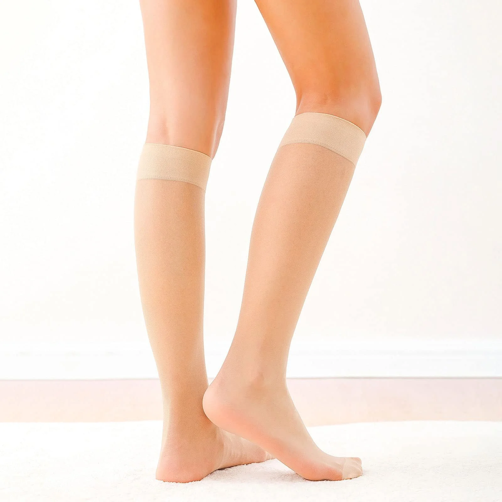 Комплект из 9 чулок до колена Seidenfein, нейлоновые чулки, женские носки до колена, зимние, фото №4