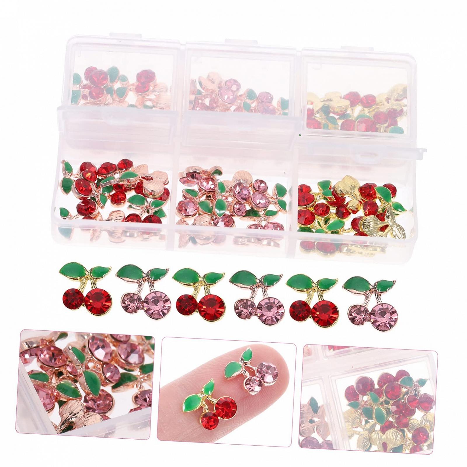 Украшения для ногтей Healvian 3 Набора Уникальные Вишенки для женщин Шармы для ногтей Стразы для ногтей Украшения для ногтей 60 штук x 3, фото №8