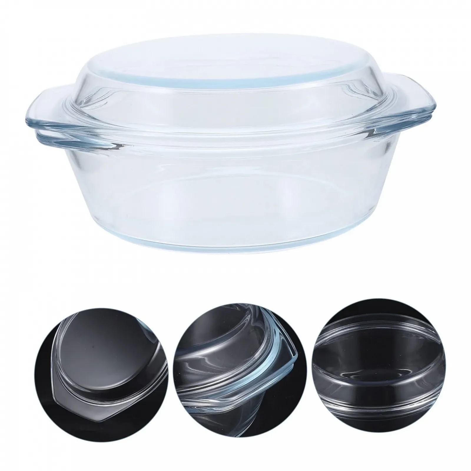 Форма для запікання Sosoport скляна з кришкою для мікрохвильової печі та духовки, фото №7