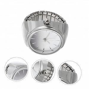 Кольцо-часы OATIPHO, часы на палец, копия часов, ручные часы, наручные часы, девичьи цифровые часы, часы с цифровым дисплеем, часы с круглым циферблатом, часы с эластичным ремешком, цинковый сплав, серебряный synthetic.ua - Фото 1