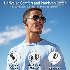 Наушники с открытым ухом DUSONLAP Bluetooth, IPX7 водонепроницаемые спортивные наушники для бега, черный synthetic.ua - Фото 1