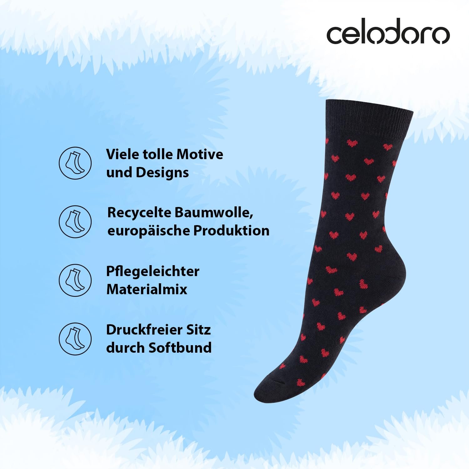 Носки Celodoro Женские узорчатые (10 ПАР) Милые носки-следки из переработанного хлопкового волокна, фото №2