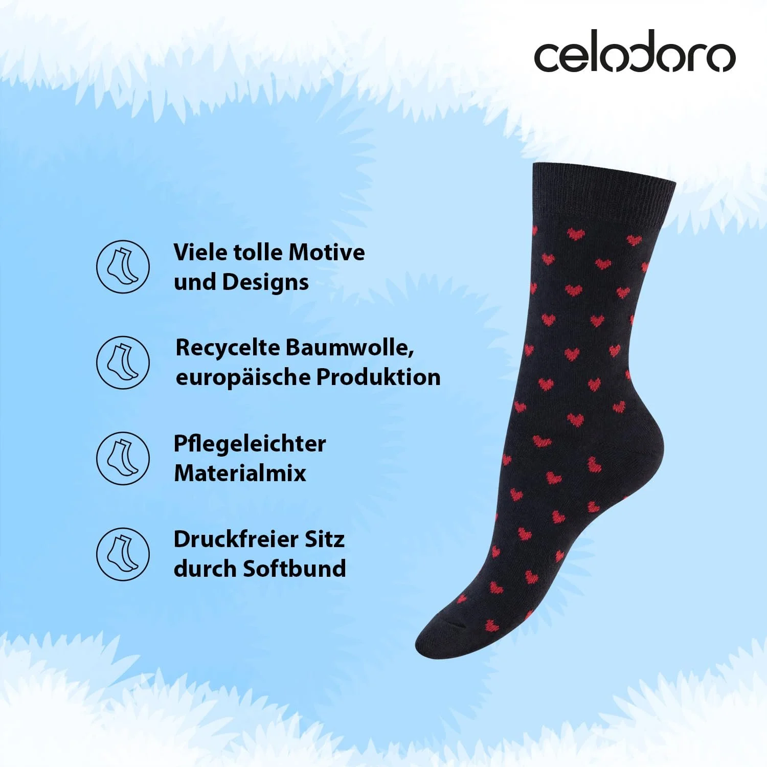 Носки Celodoro Женские узорчатые (10 ПАР) Милые носки-следки из переработанного хлопкового волокна, фото №2 Носки Celodoro Женские узорчатые (10 ПАР) Милые носки-следки из переработанного хлопкового волокна, фото №2