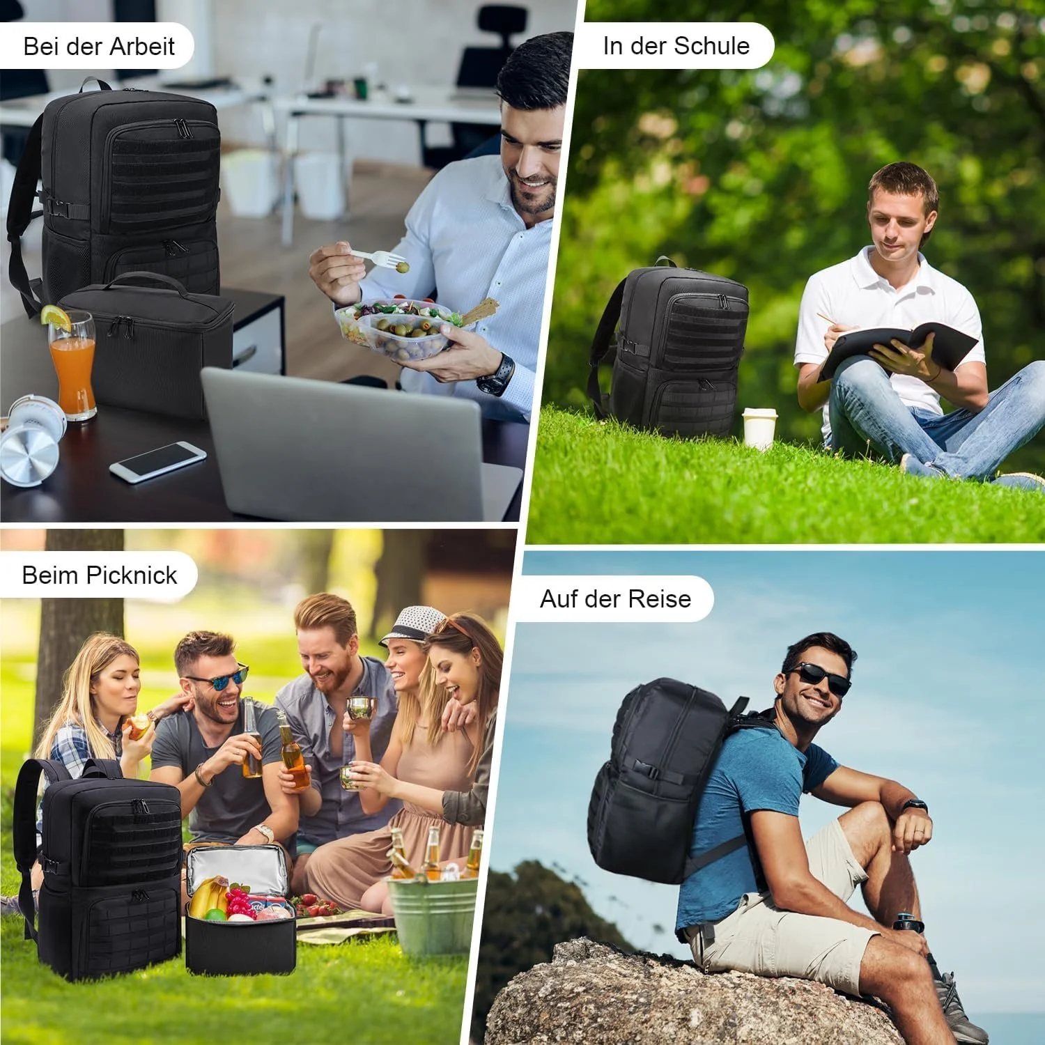 Рюкзак для ноутбука BERTASCHE 17.3 дюйма с сумкой-холодильником 2-в-1 Черный, фото №7