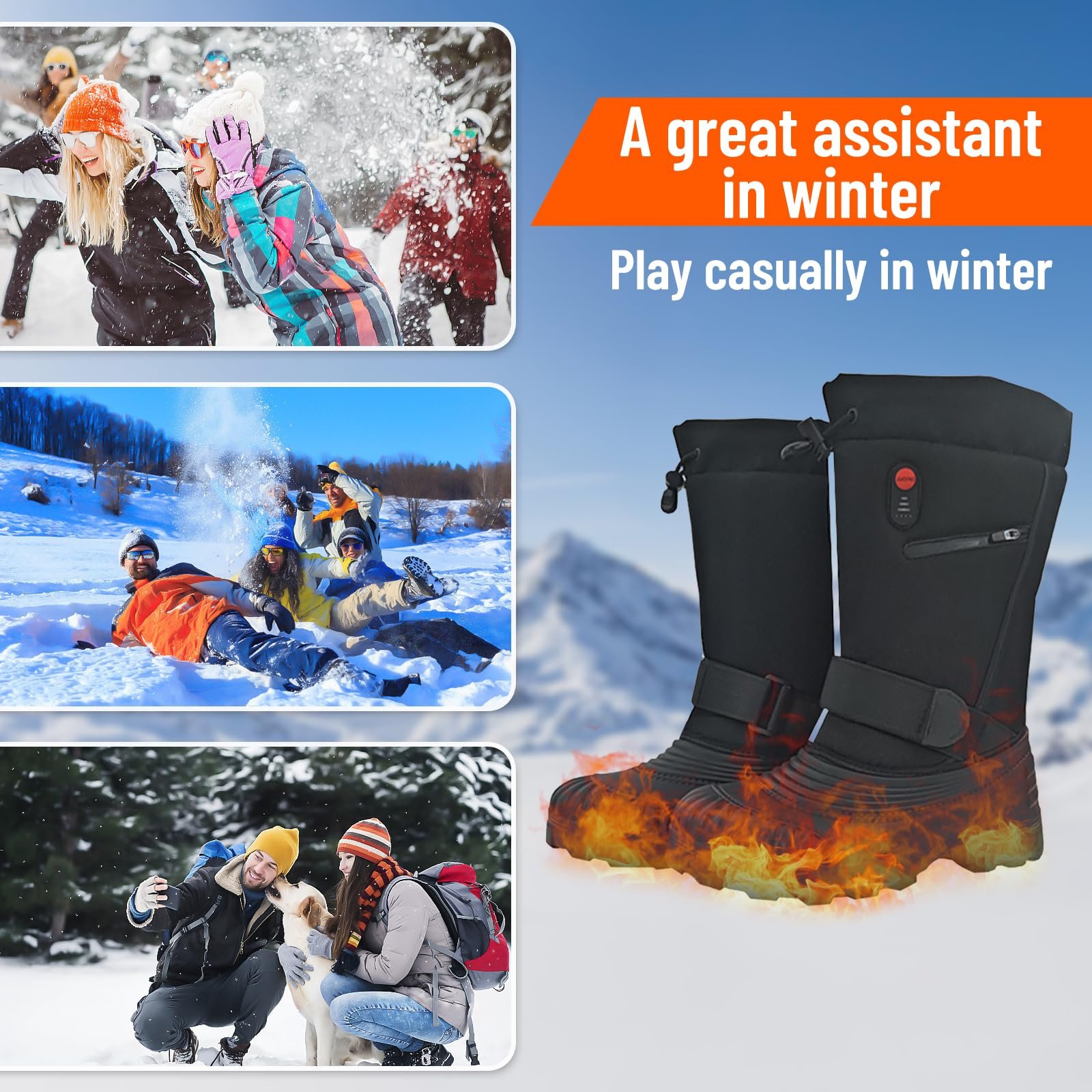 Зимние термо-ботинки OHAANYY с подогревом для мужчин, фото №7