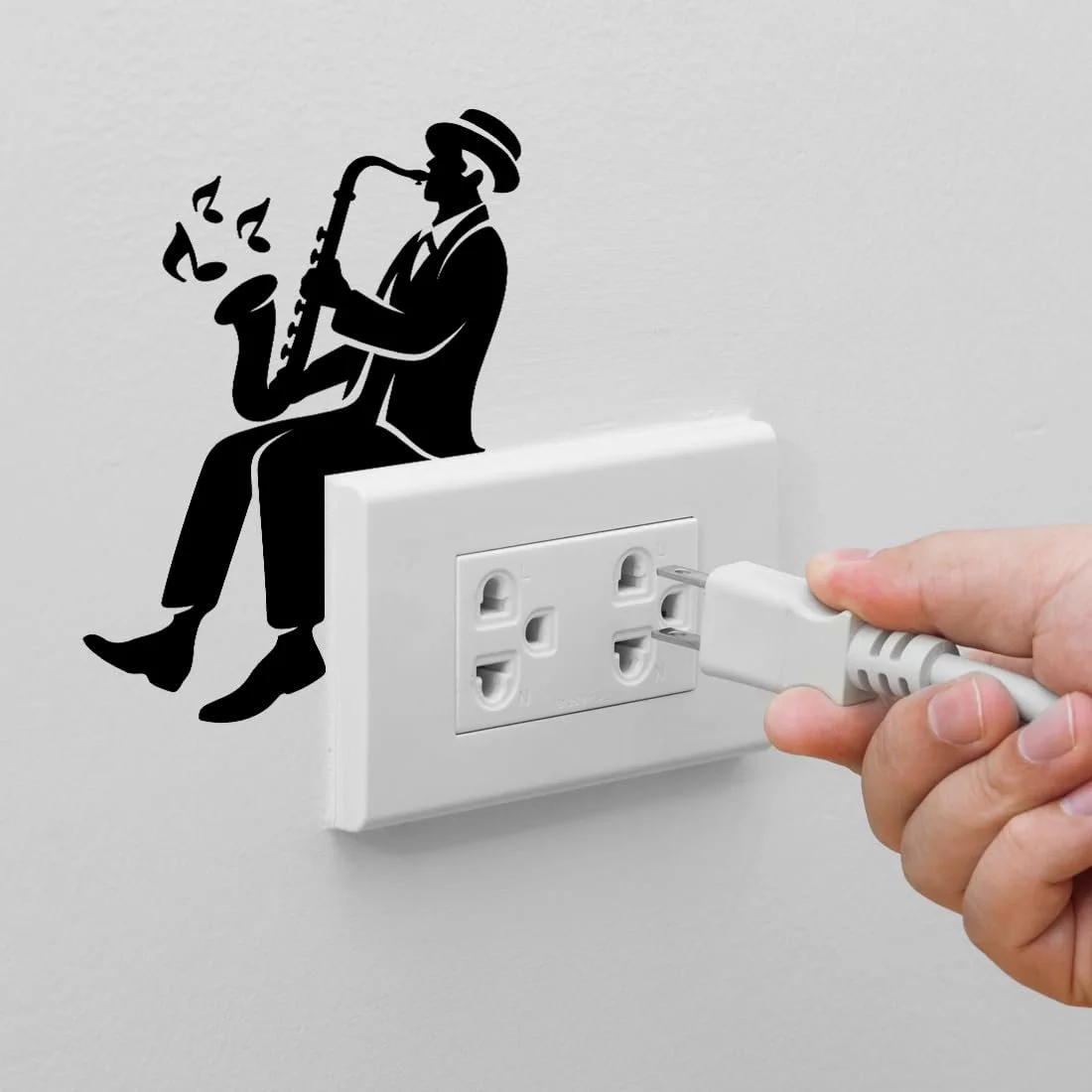 Наклейка на стіну Джазовий музикант із саксофоном 110 x 152 мм Чорна, фото №4