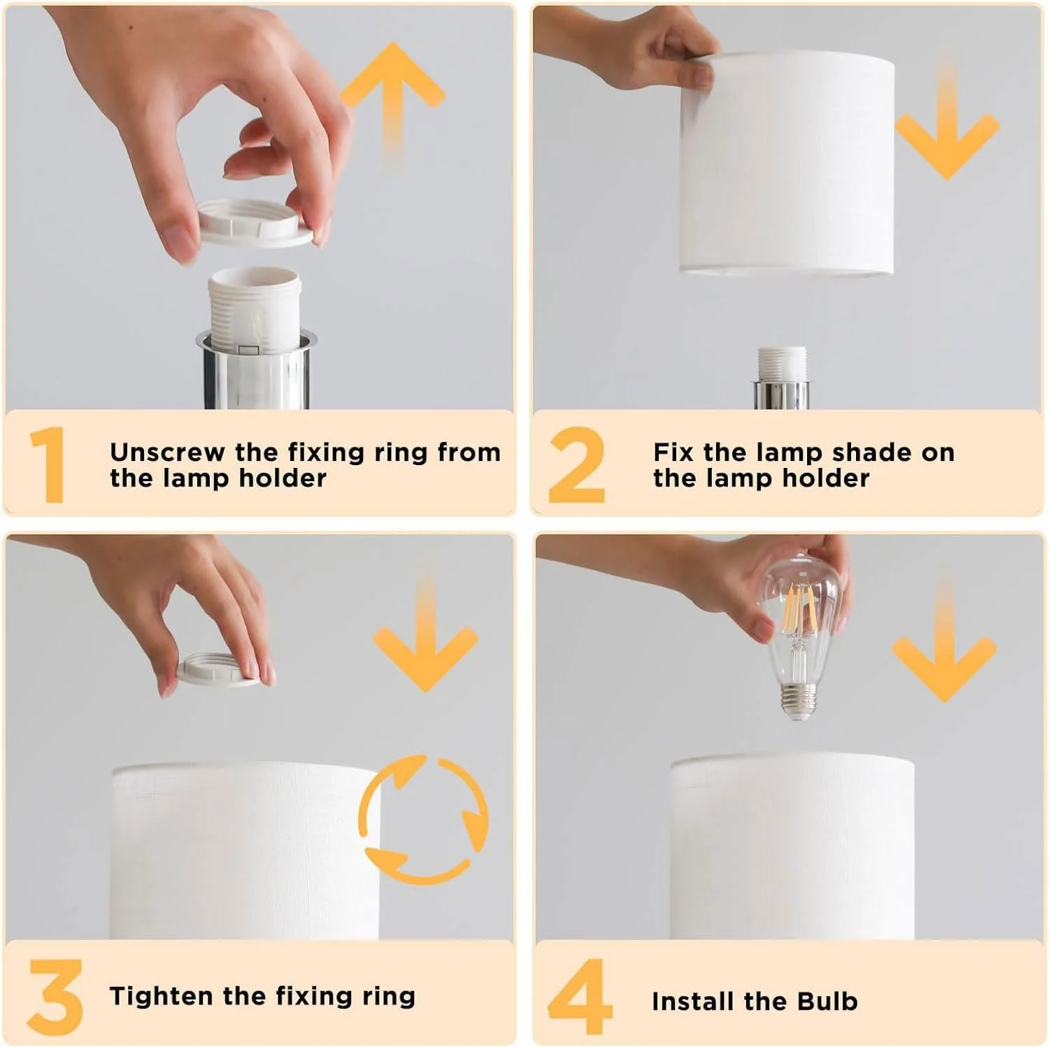 Настільна лампа Boho Vintage Rattan White Fabric Shade Бежева/Біла, фото №3