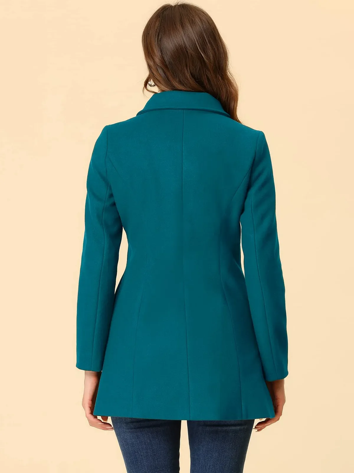 Пальто Allegra K С воротником "Питер Пэн" Двубортное Зимнее, фото №4 Пальто Allegra K С воротником "Питер Пэн" Двубортное Зимнее, фото №4